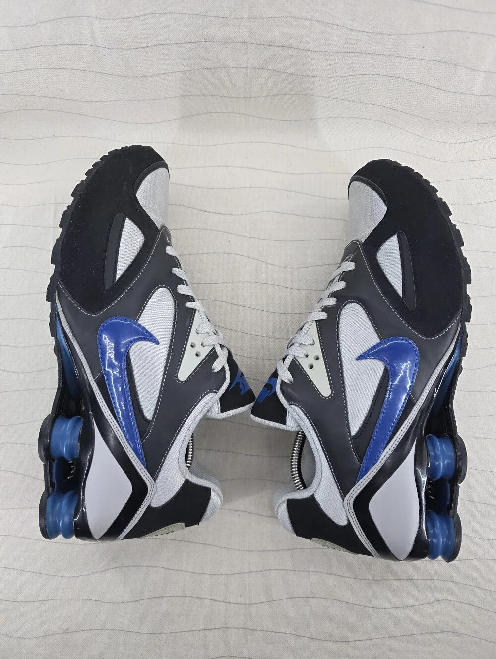 Nike Mems Shox Heritage Grey Black Blue Sneakers Shoes 386202-041 Size 12.5